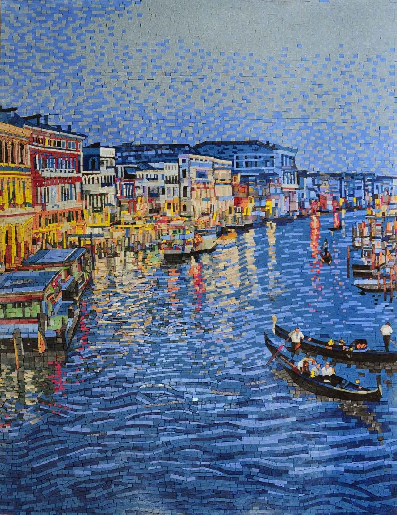 Venice at Night Colorful Mosaic Marble Wall Decor