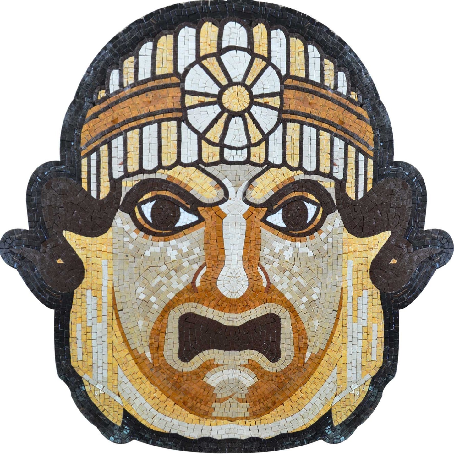 Mayan God Mask Mosaic Mural