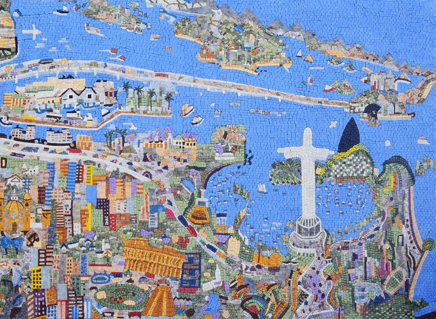 Rio de Janero coast Marble Mosaic Mural