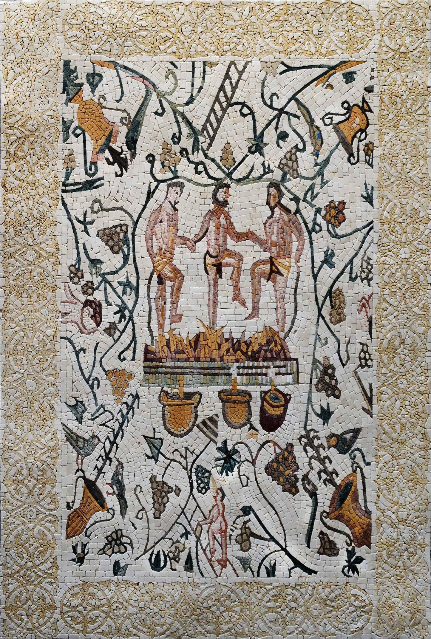 Roman Mosaic Designs - Men Treading Grapes