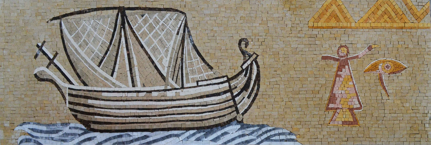 Landscape Mosaic Art - Ancient Phoenician Ship