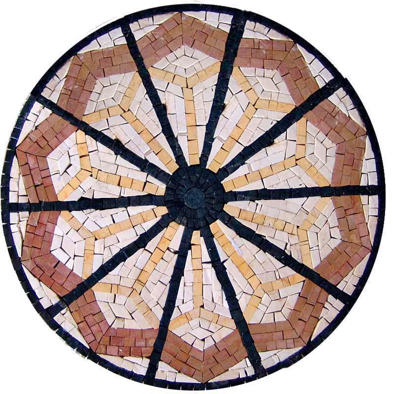 Yellow Stone Tile - Manipura Medallion Mosaic