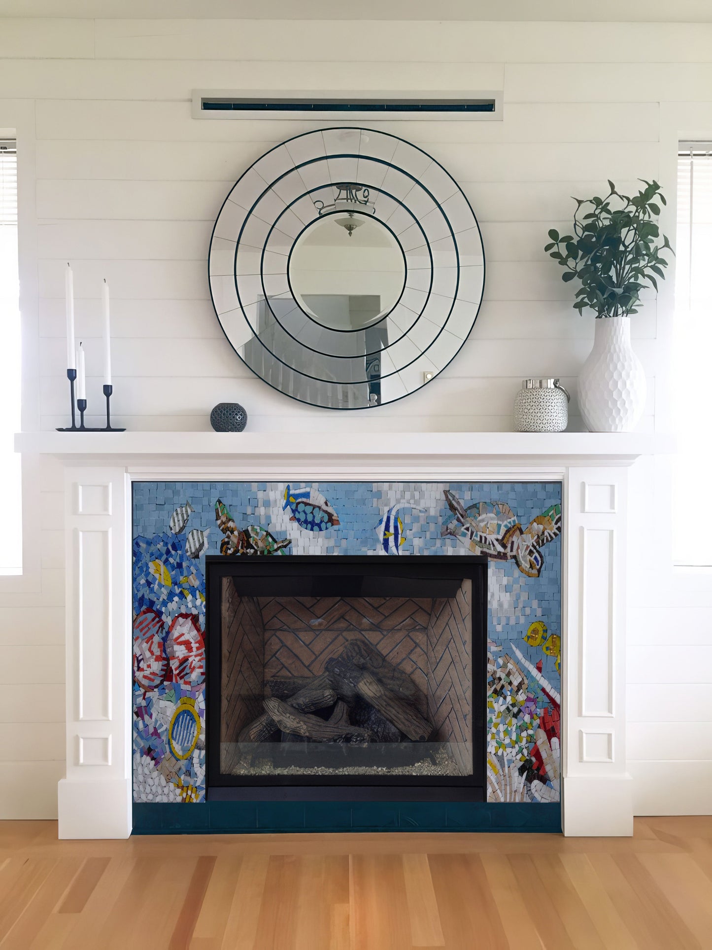 Ocean Colors - Tile Mosaic Fireplace