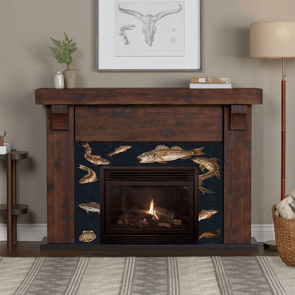 Tile Mosaic Fireplace - Coral Fish