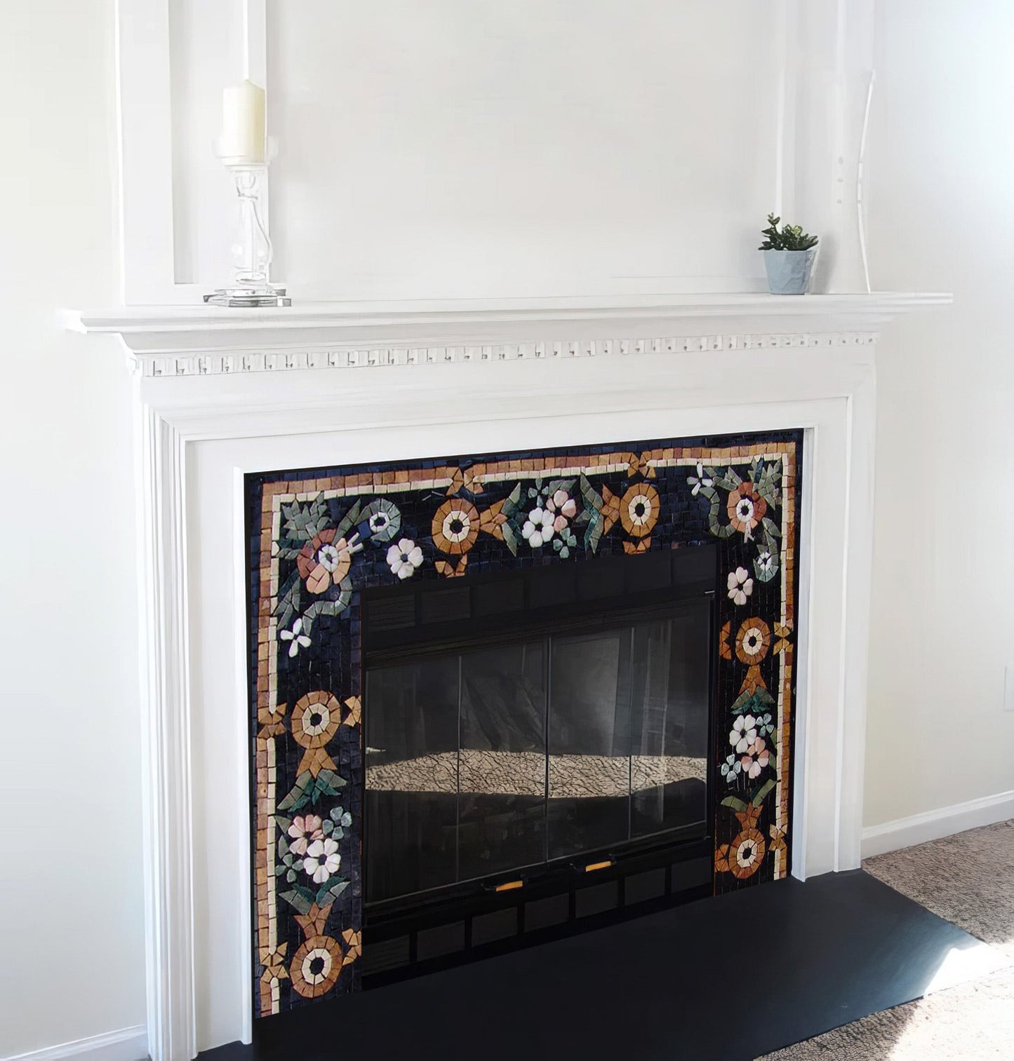 Fireplace Border Mosaic - Garden Gate