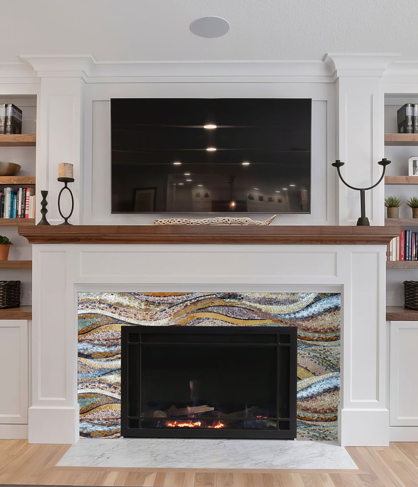 Mosaic Fireplace - Autumn Waves