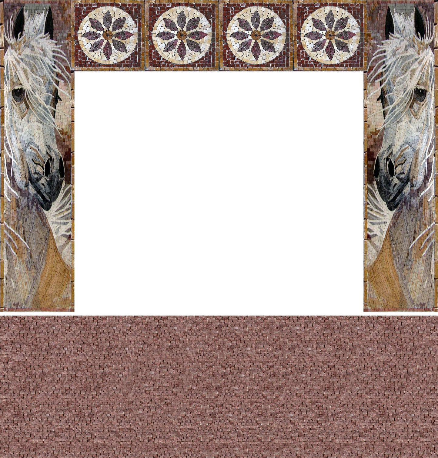 White Horse Art - Tile Mosaic Fireplace