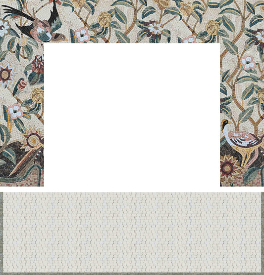 Tile Mosaic Fireplace - Birds and Flowers