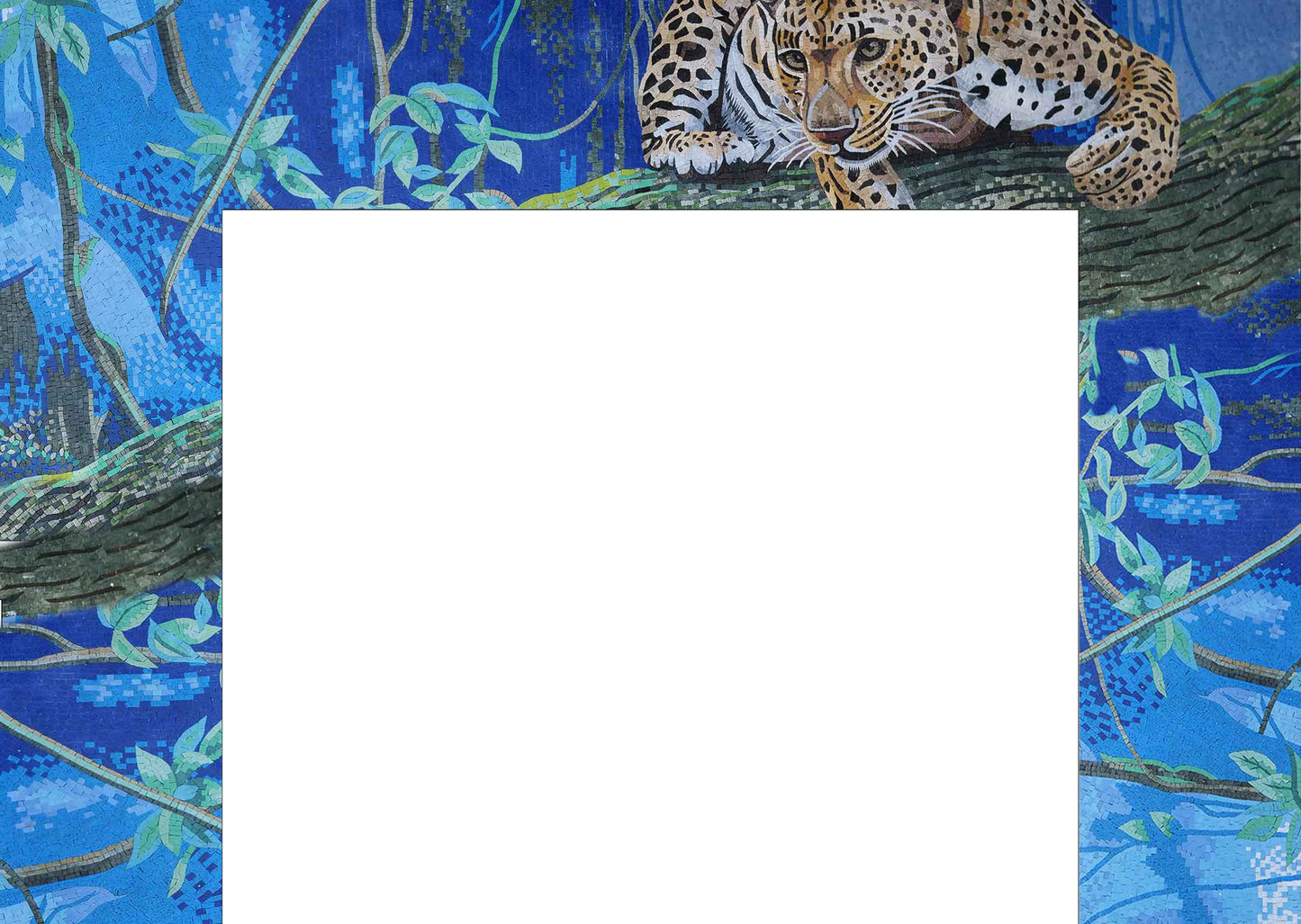 Perched Leopard - Fireplace Mosaic Border