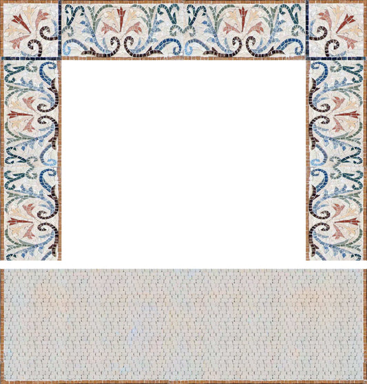 Mosaic Surround Fireplace - Flower Art