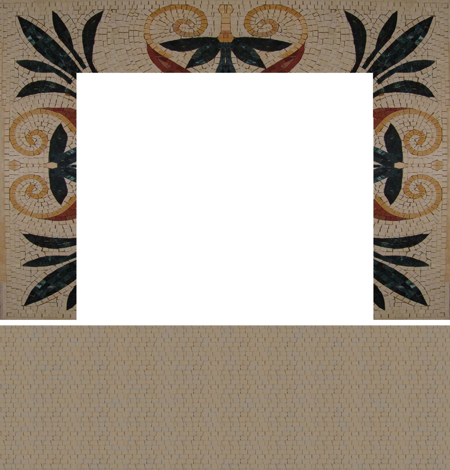 Botanical Decorative Mosaic Tile on Fireplace