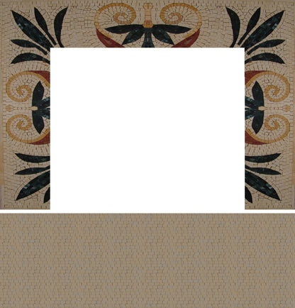 Botanical Decorative Mosaic Tile on Fireplace