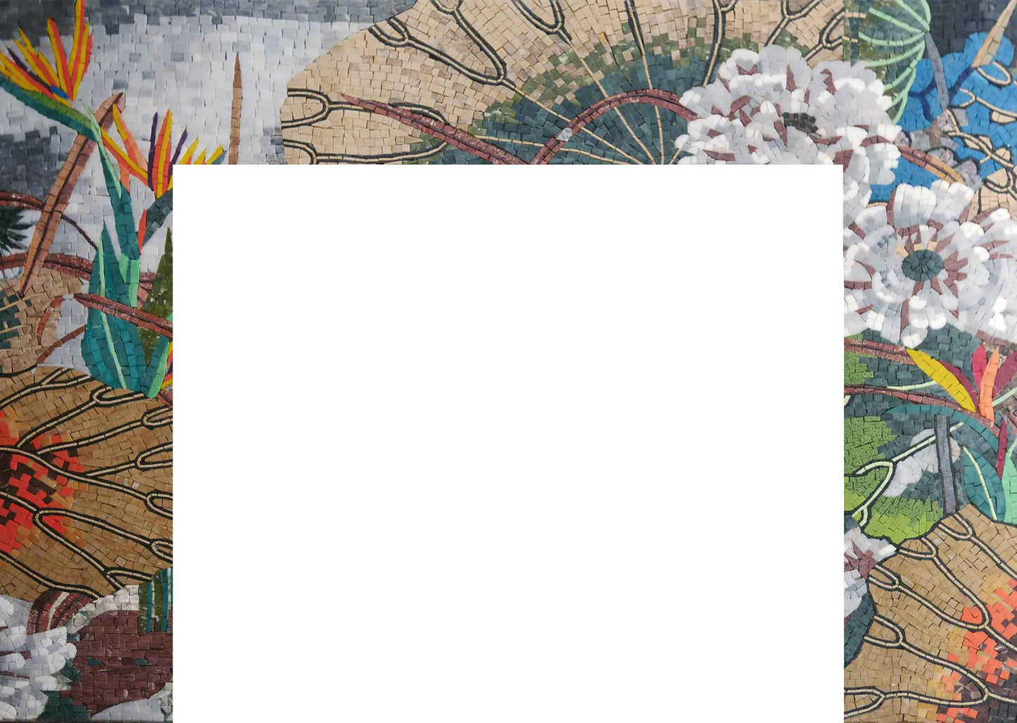 Mosaic Fireplace - Blooming Flowers