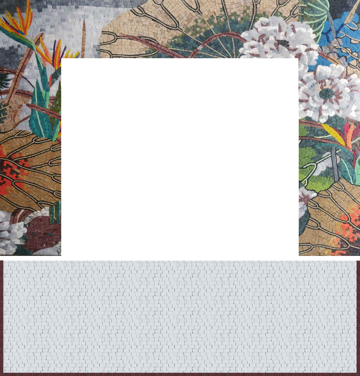 Mosaic Fireplace - Blooming Flowers