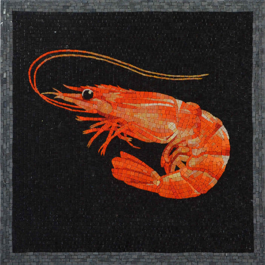 Radiant Shrimp Glass Mosaic Art