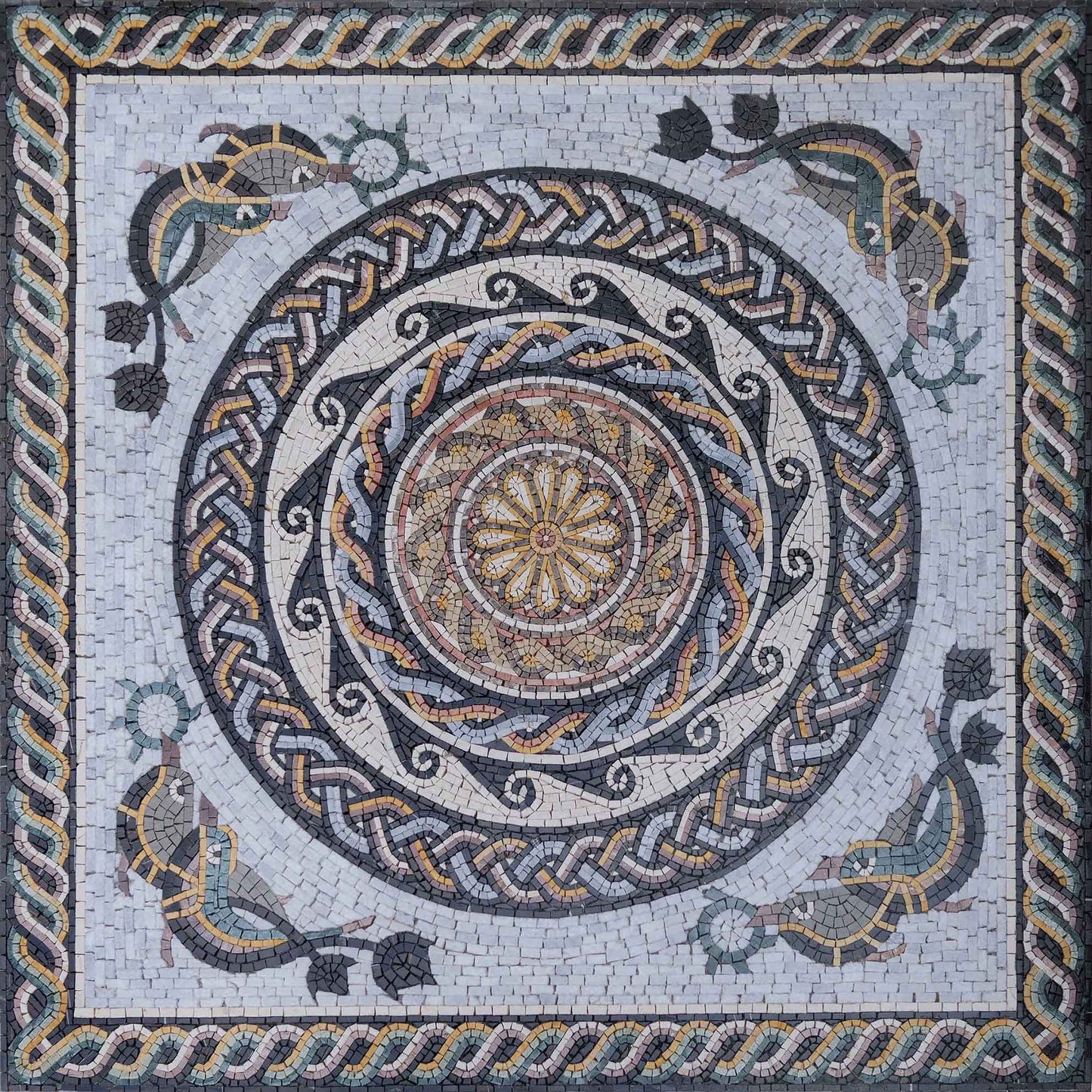 Waves & Fish Nautical Geometric Mosaic Art