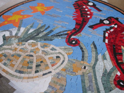 Vibrant Seahorses Mosaic