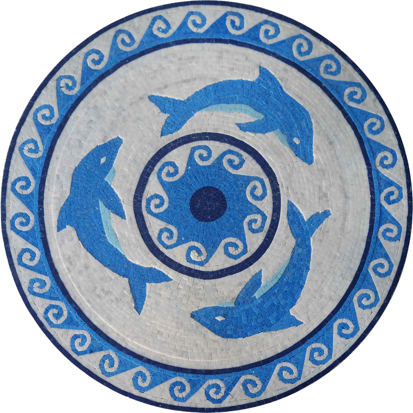Pool Tile Art - Three Swimming Dolphins