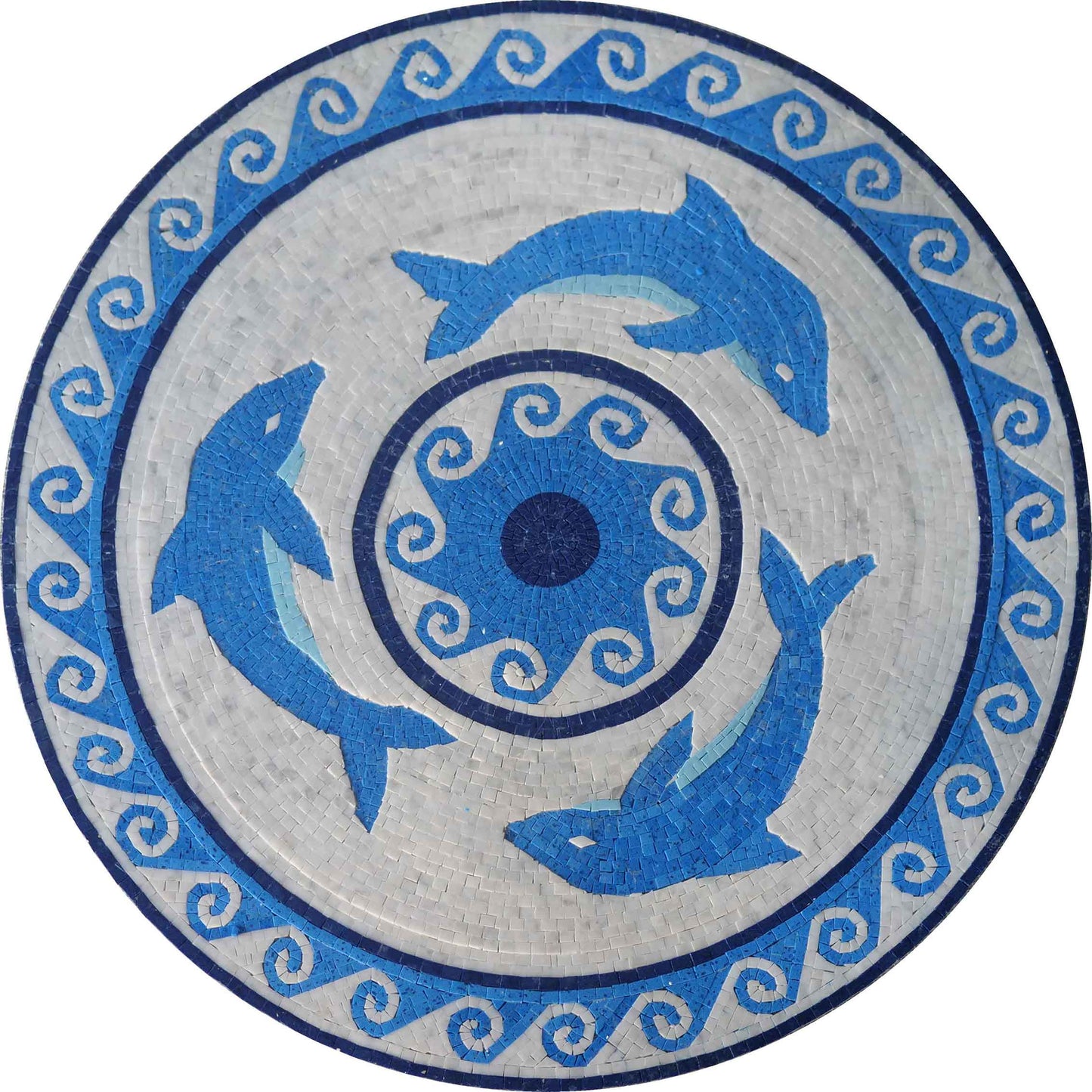 Pool Tile Art - Three Swimming Dolphins