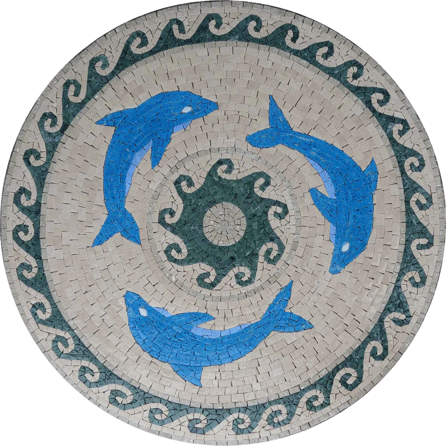 Mosaic Artwork - Dolphins Swimming