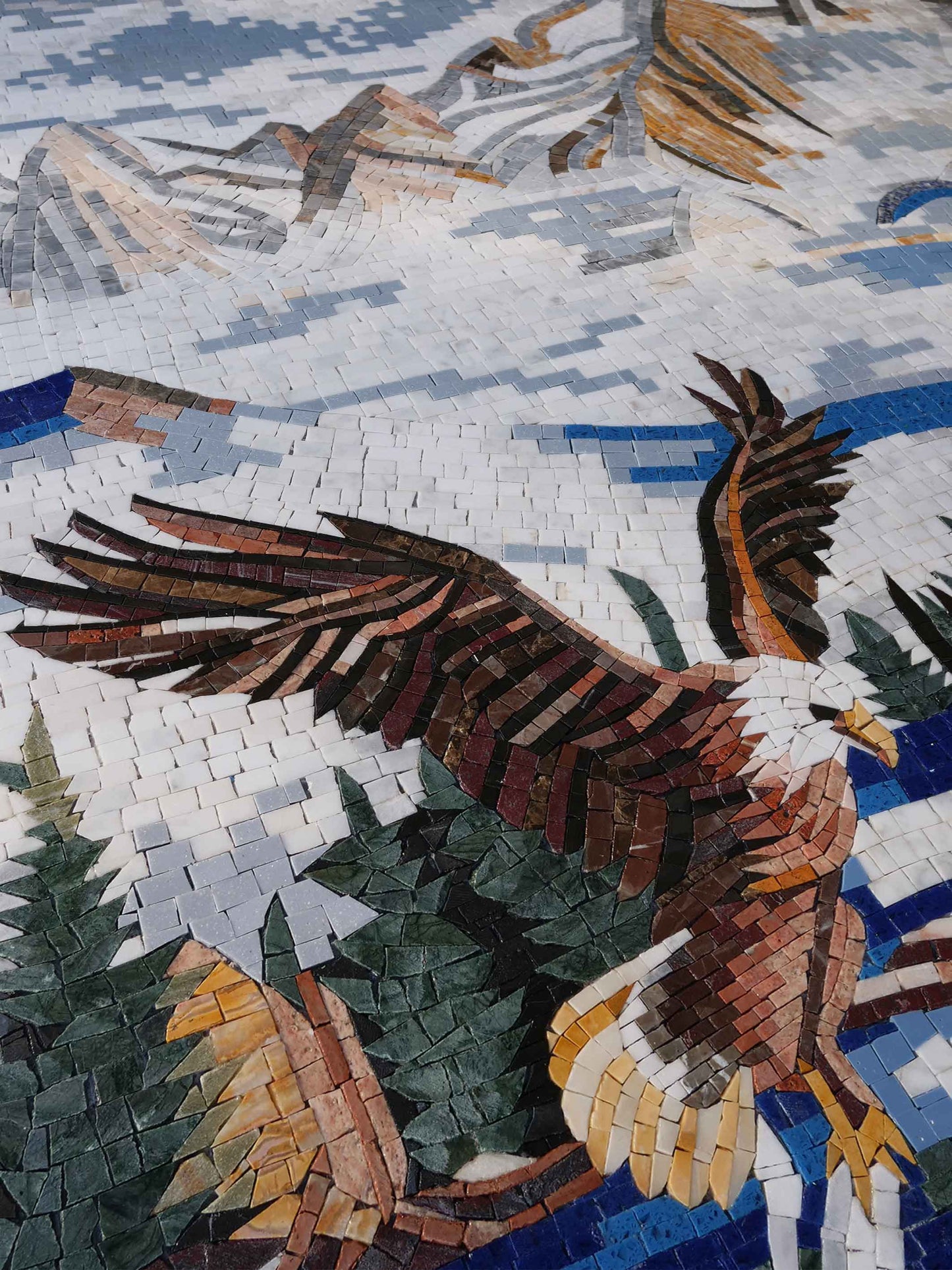 Ascending Eagle in Mountain Scenery - Marble Mosaic Art