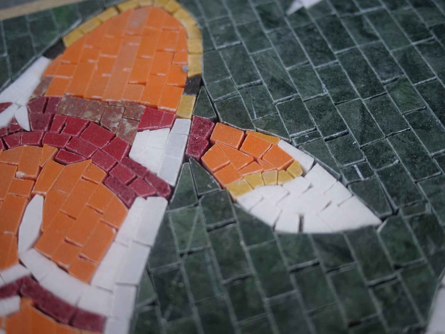 Elegant Duo of Orange Koi Fish in Handcrafted Mosaic Art