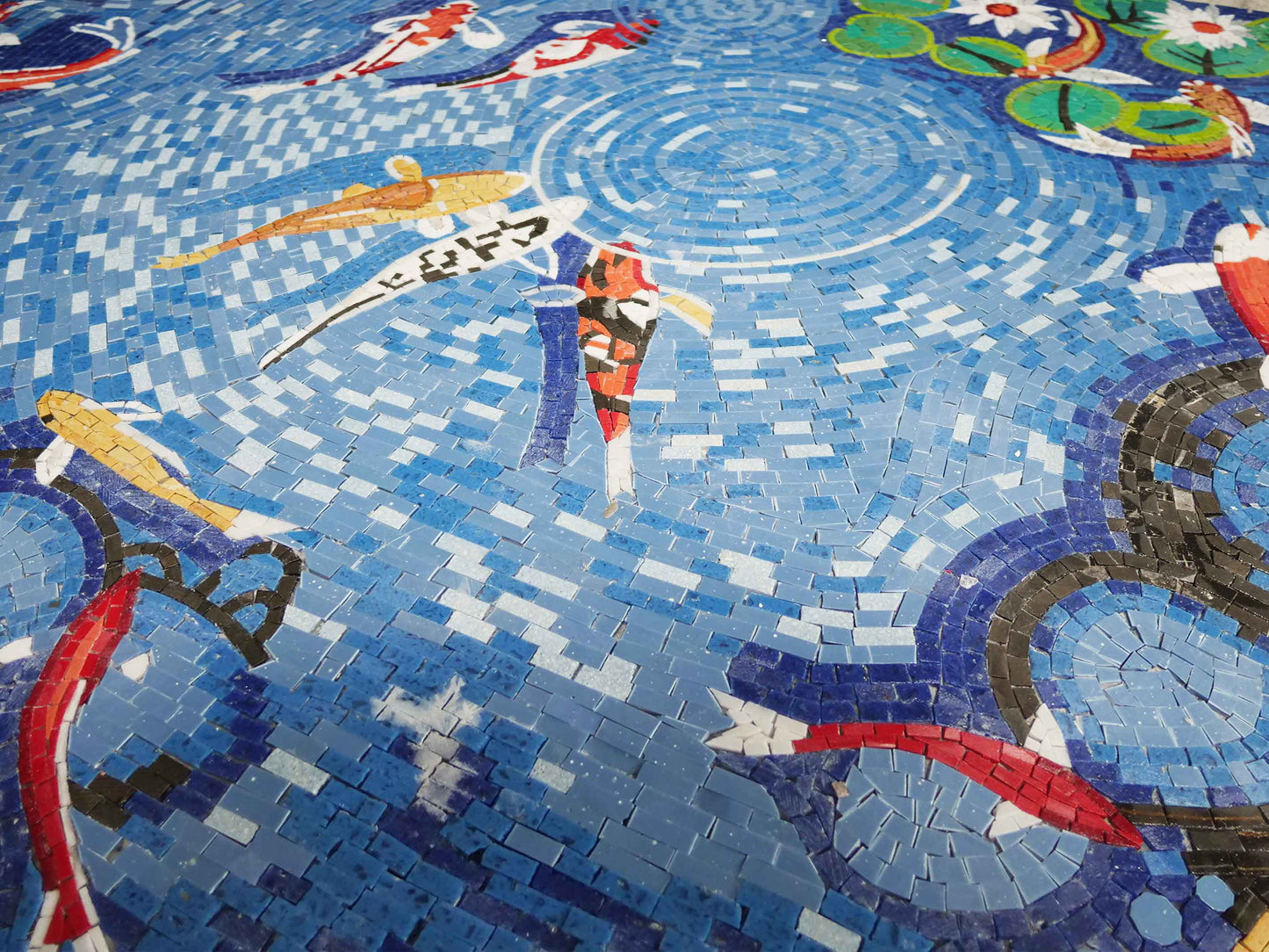 Koi Fish Swimming in the Pond - Mosaic Art
