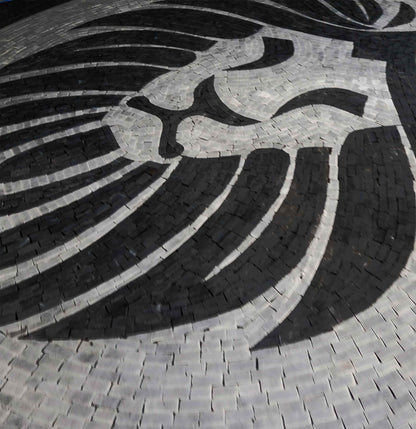 Monochromatic Lion Mosaic Artwork