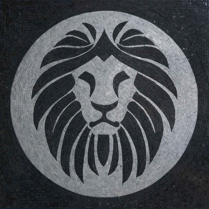 Monochromatic Lion Mosaic Artwork