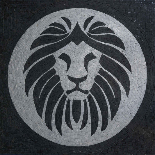 Monochromatic Lion Mosaic Artwork
