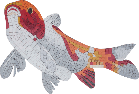 Swimming Solo Koi Fish Mosaic Art