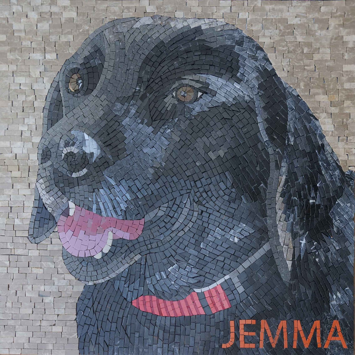Black Labrador Mosaic Mural