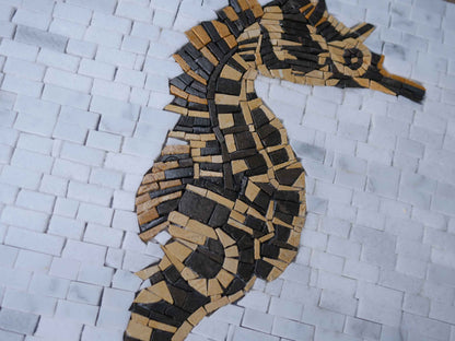 Minimal Seahorse Mosaic Artwork