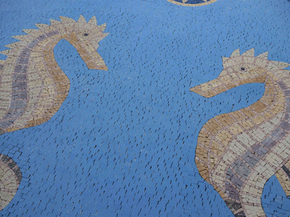 Duo Seahorses Mosaic Artwork