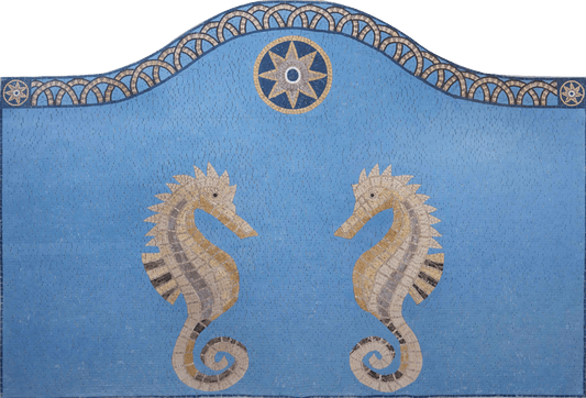 Duo Seahorses Mosaic Artwork