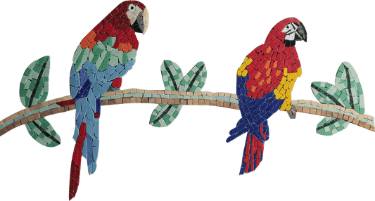 Two Colorful Parrots - Mosaic Wall Art