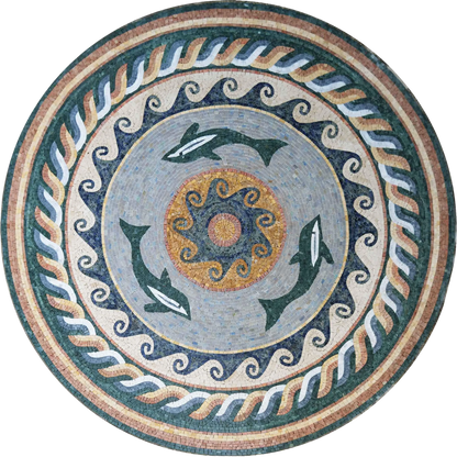 The Dolphin Trio Nautical Mosaic Medallion