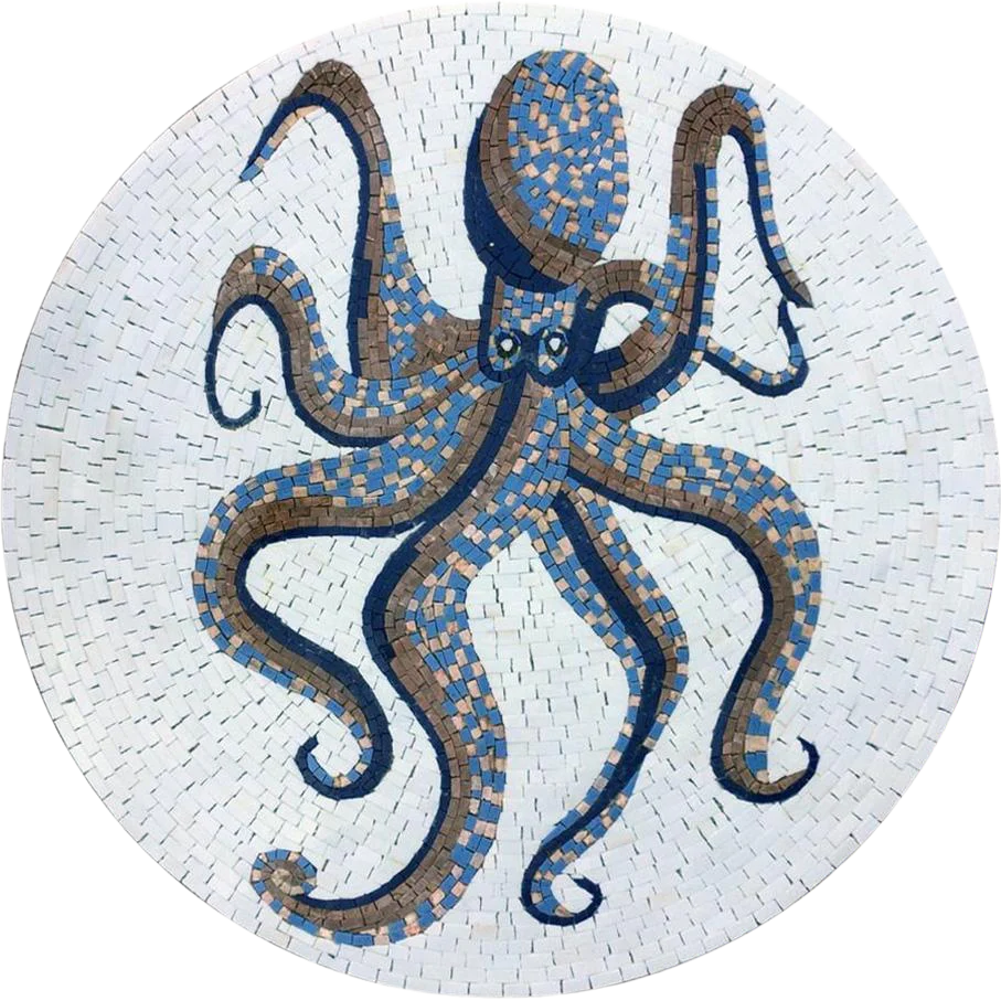 Blue Octopus Mosaic - Mosaic Medallion