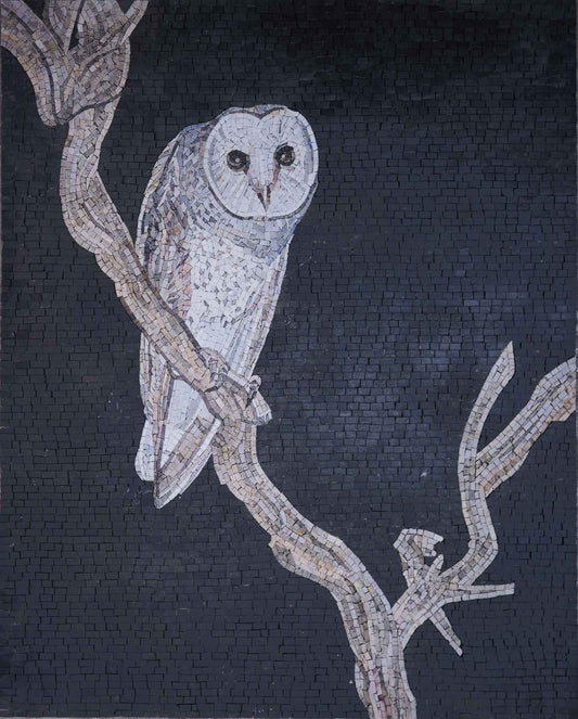 Bird Mosaic Art - The White Owl