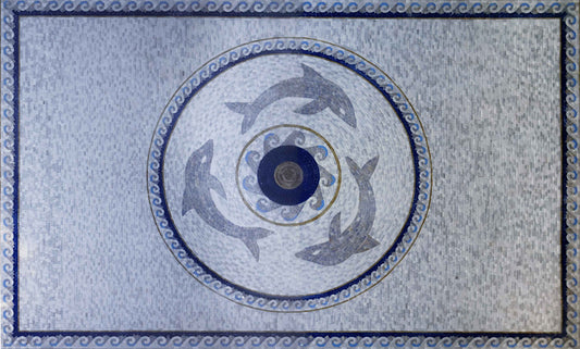 Grey Dolphins Swimming - Mosaic Design