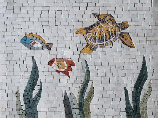 Two Fish & The Turtle - Mosaic Artwork