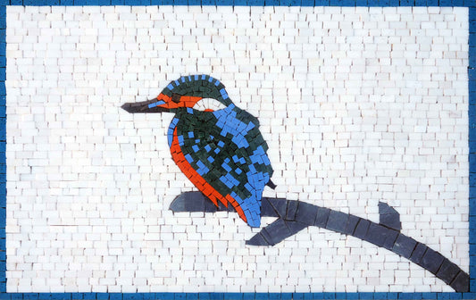 Vibrant Kingfisher Bird Mosaic Art