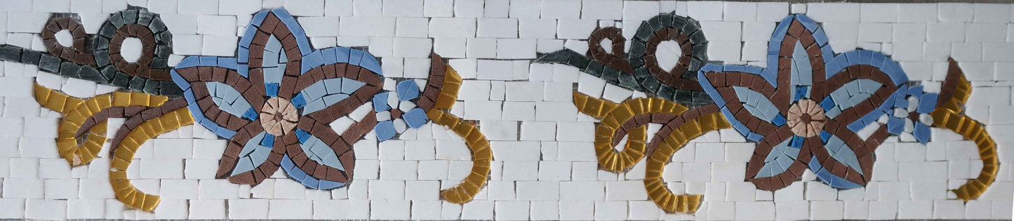 Gold Posy Flowers Mosaic Border