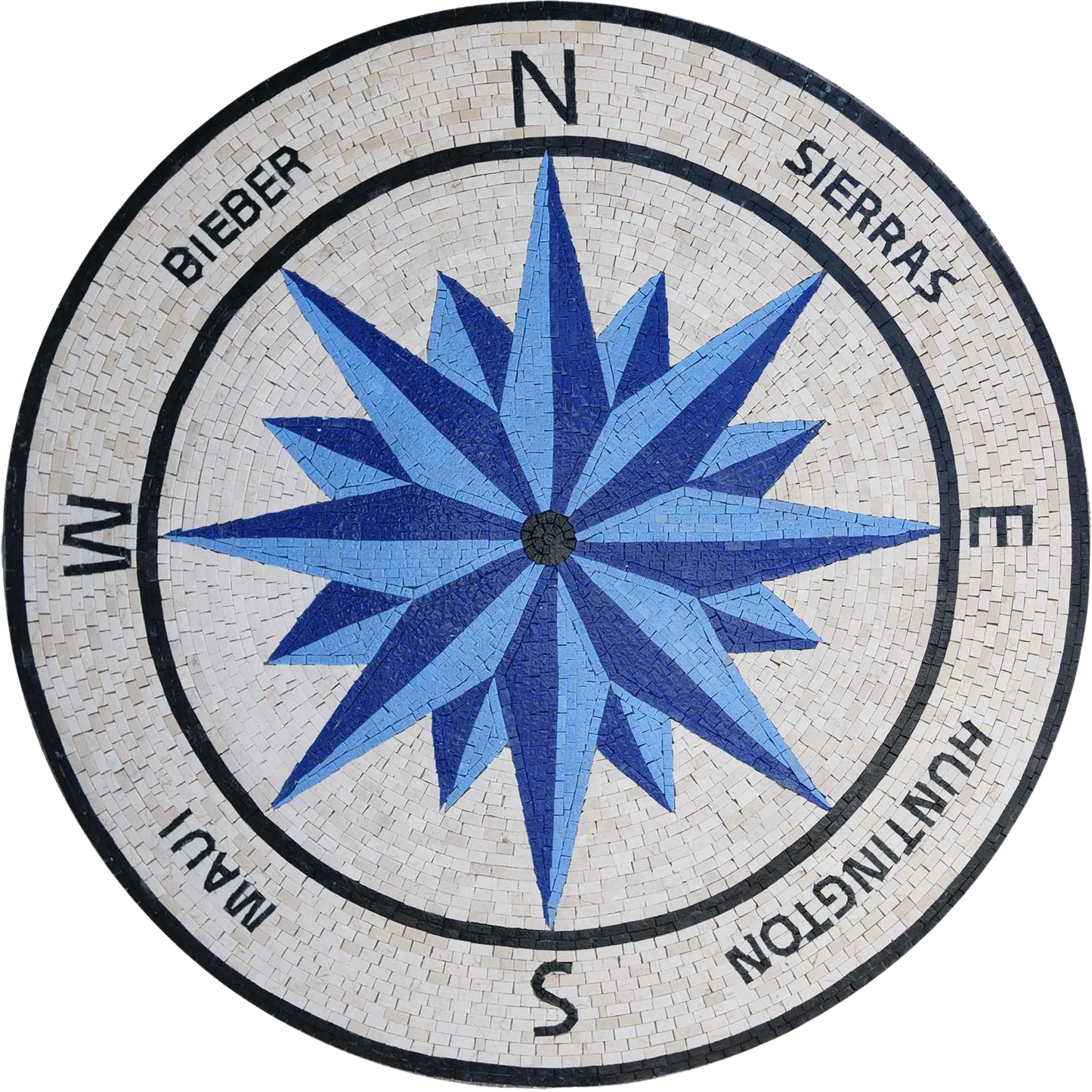 Blue Compass - Contemporary Mosaic Wall Art