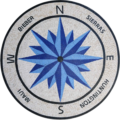 Blue Compass - Contemporary Mosaic Wall Art