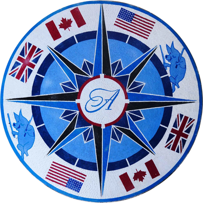Compass & Flags - Mosaic Art