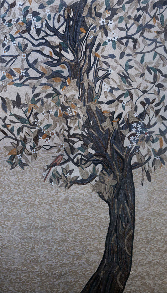Bird Decorated Tree Mosaic Art
