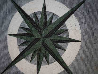 Handmade Mosaic - White Medallion Compass