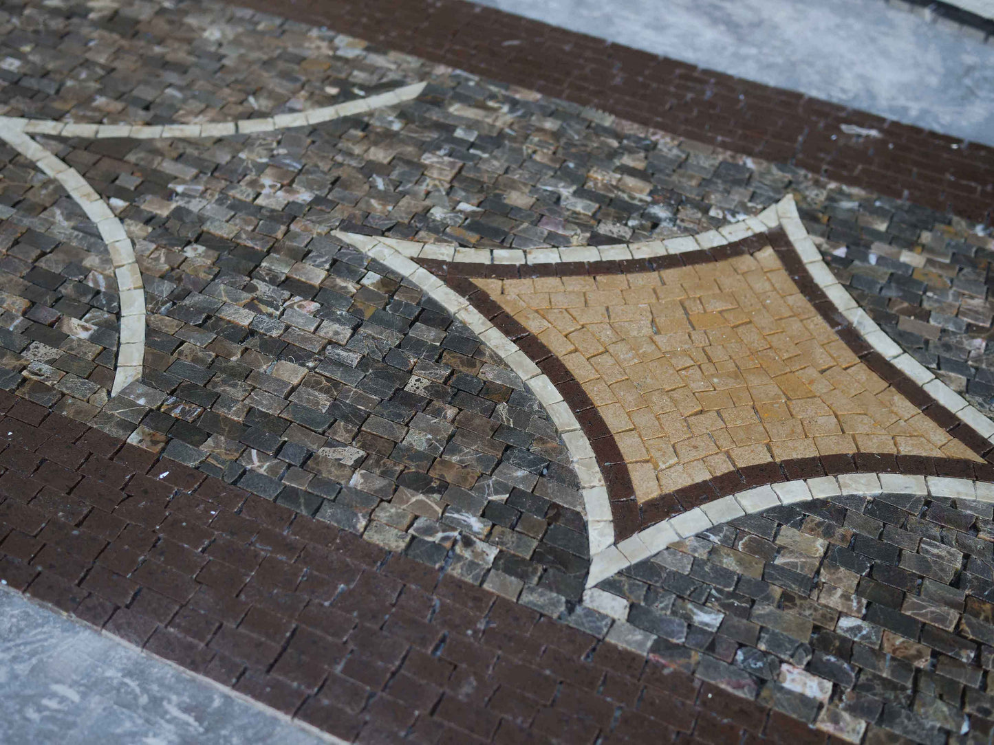 Umber Hues Geometric Mosaic Artwork