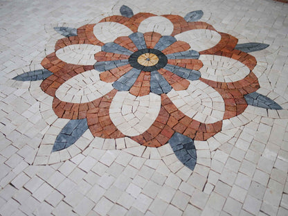Geometric Blooming Flower Mosaic Artwork